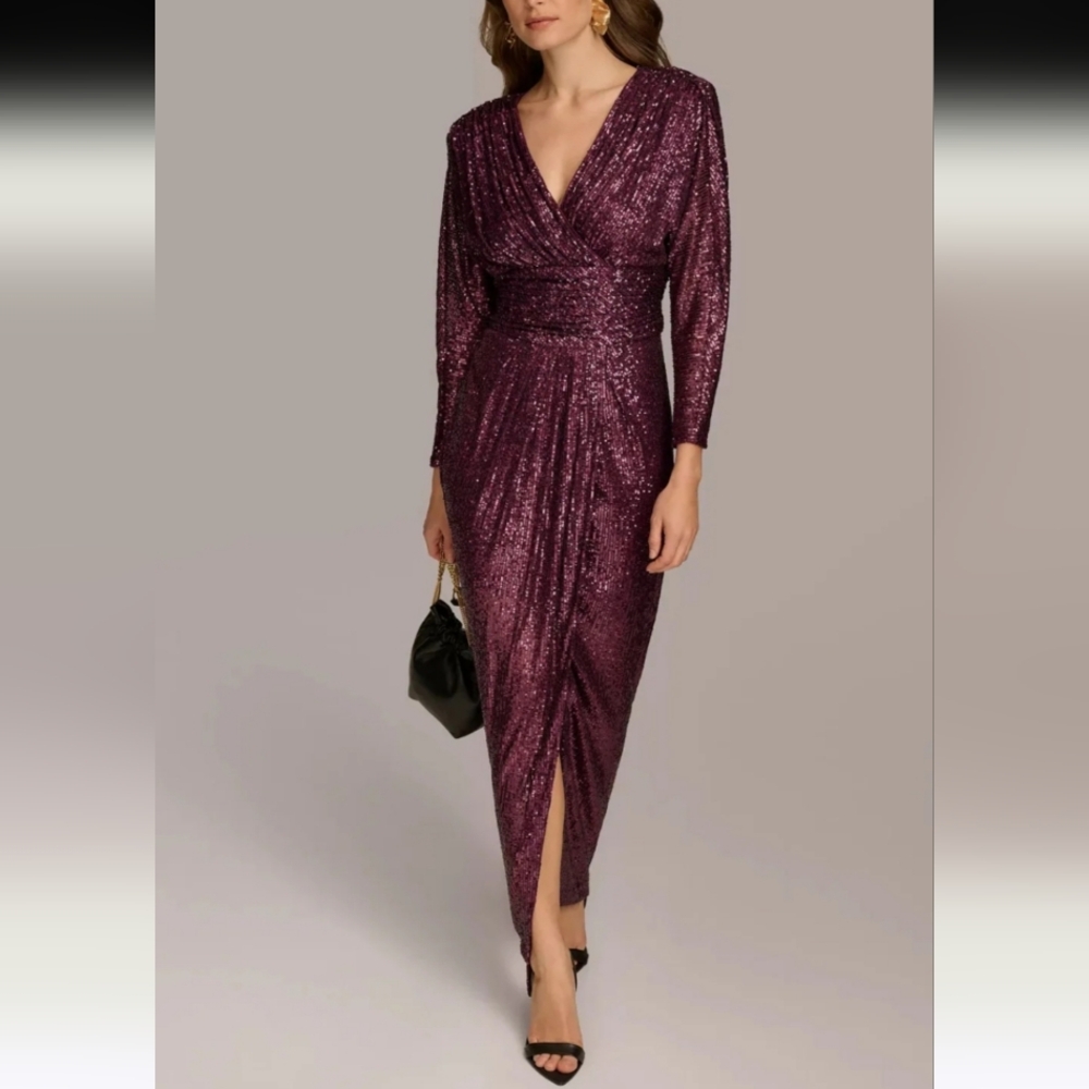 Donna Karan Sequin Long-Sleeve Gown MSRP $299